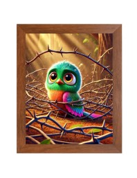 AI Funny Cute Bird Art Picture for Kids - 14x18 inches, Brown Color - Perfect Wall Decor for Children's Room