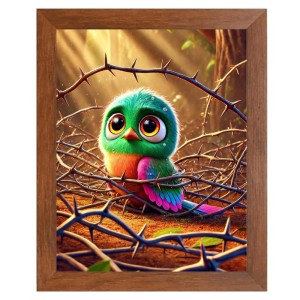 AI Funny Cute Bird Art Picture for Kids - 12x16 inches, Brown Color - Perfect Wall Decor for Children's Room
