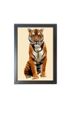 The tiger looking seriously Black Photo Frame Funny Animal and Bird Cartoon Art