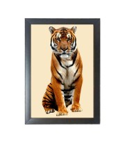 The tiger looking seriously Black Photo Frame Funny Animal and Bird Cartoon Art