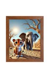 AI Funny Tiger and Elephant Art Picture for Kids - 16x20 inches, Brown Color - Perfect Wall Decor for Children's Room