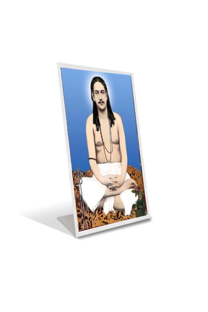 Car Desk/Table Top Nigamananda Paramahansa Acrylic L-Style Photo Stand - 2.5x3.5 Inches, Compact And Stylish Spiritual Display (F6691)
