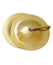 HiTechMart Handcrafted Brass Manjeera – 9cm Indian Classical Musical Instrument for Bhajan, Kirtan, Puja – Traditional Cymbals with Clear, Resonant Sound – 185gm Lightweight with Durable String