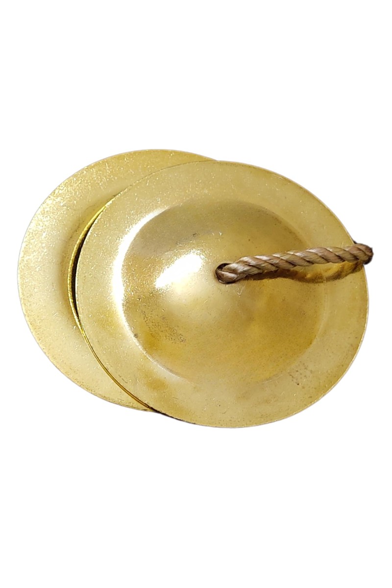 HiTechMart Handcrafted Brass Manjeera – 9cm Indian Classical Musical Instrument for Bhajan, Kirtan, Puja – Traditional Cymbals with Clear, Resonant Sound – 185gm Lightweight with Durable String