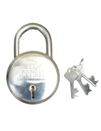 HiTechMart - METLOX Round Padlock 65mm with 8 Steel Levers, Double Locking Mechanism, Heavy Duty Iron Body with 3 Keys – Ideal for Home, Office, and Outdoor Security