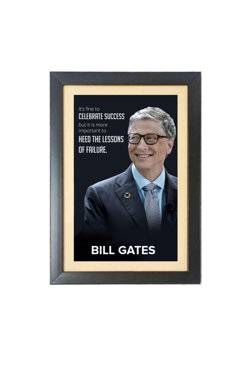 Bill Gates & His Famous Quote Photo Frame - Black Frame, 11x15 Inches, Perfect for Office & Wall Decoration, Ideal Gift