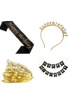 Party Decoration Combo – Hairband, Tuni LED Bulb, Birthday Sash & Foil Curtain – Perfect Birthday Celebration Set for Girls & Women (GOLDEN)