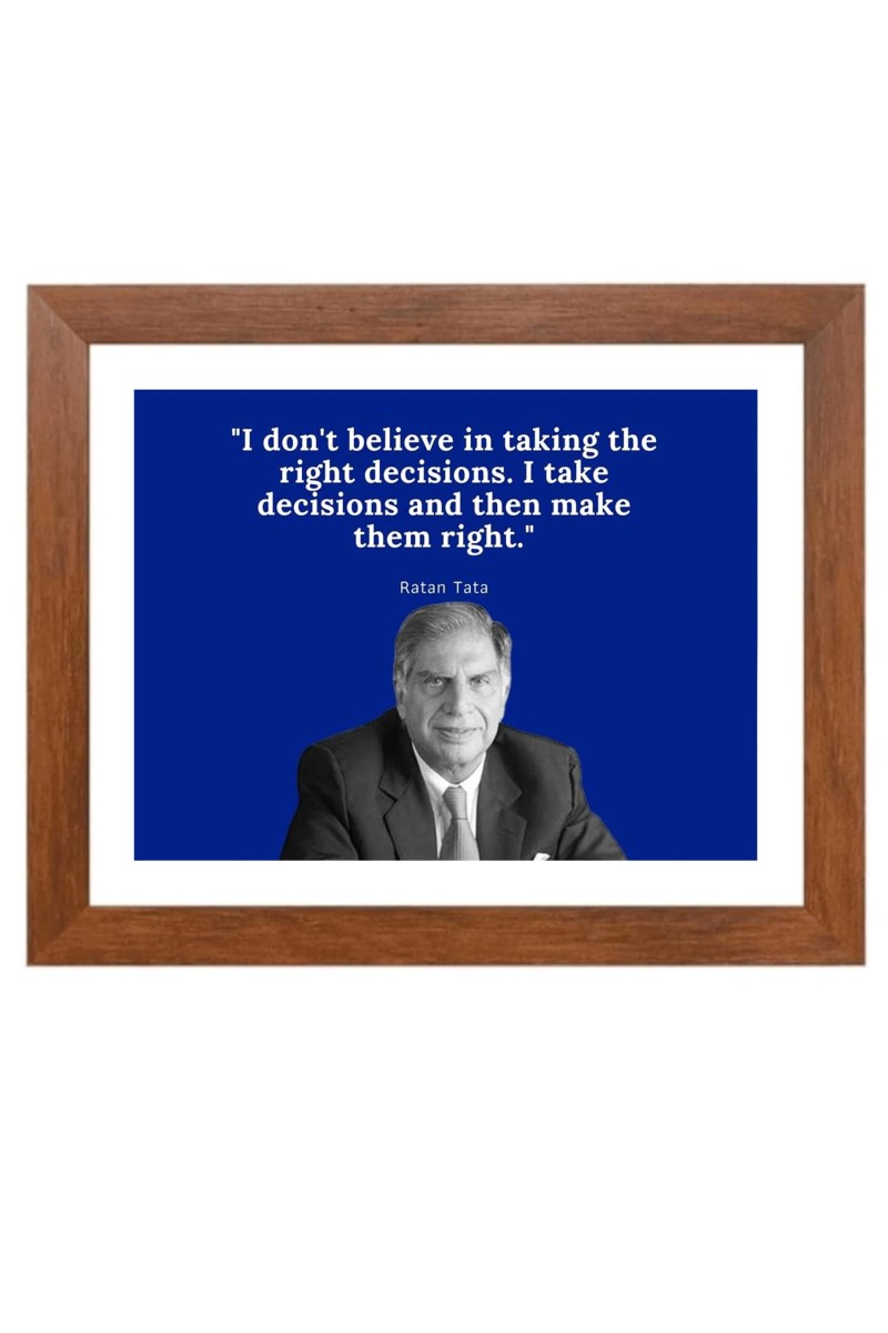 Shree Ratan Naval Tata & Famous Quote Brown Frame, 16x20InchesInspirational Wall Art for Office, Home DecorIdeal Spiritual Gift