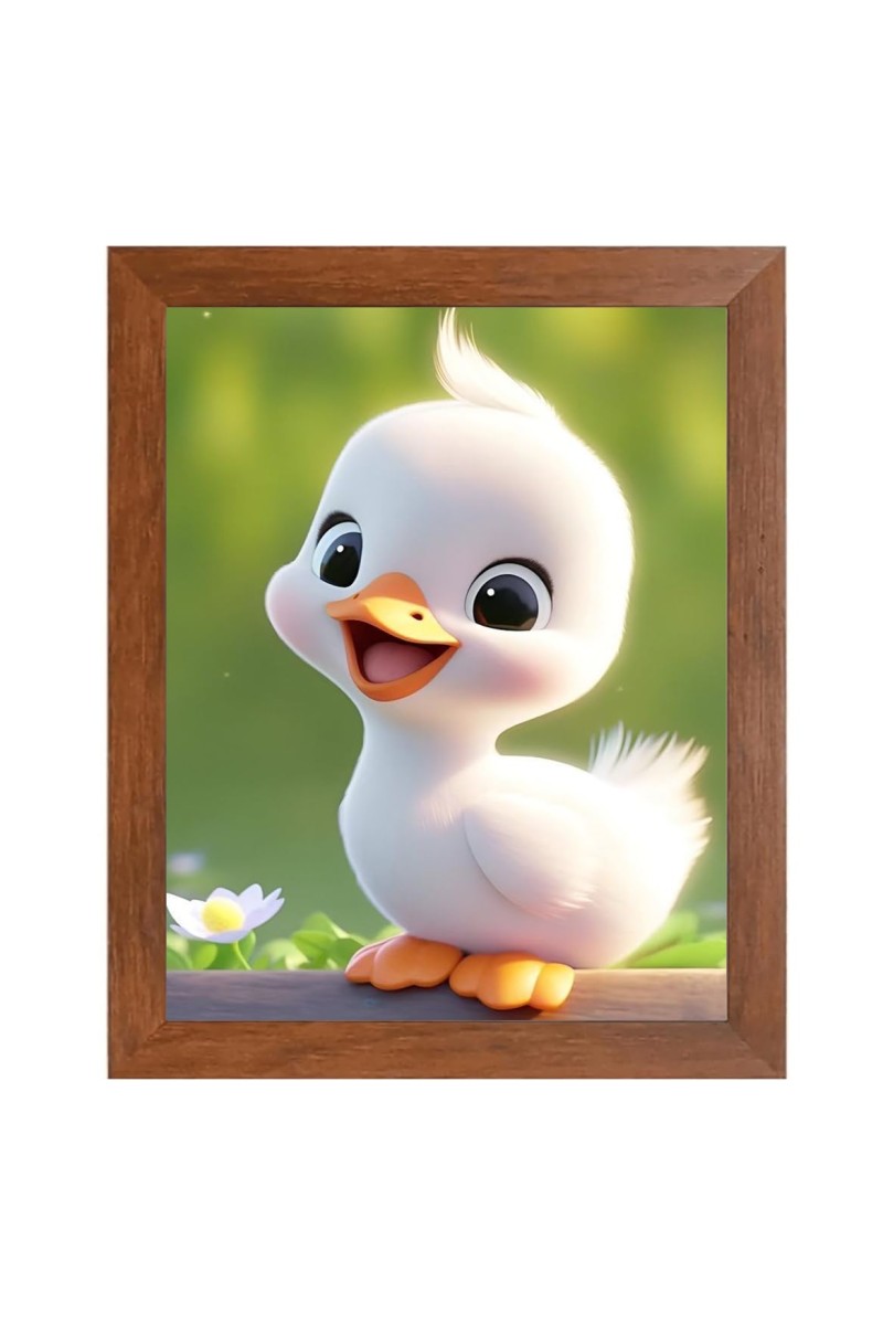 AI Funny Cute Duck Art Picture for Kids - 10x14 inches, Brown Color - Perfect Wall Decor for Children's Room