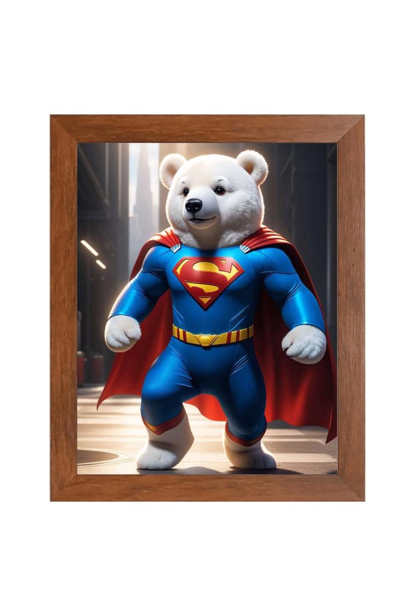 AI Funny Teddy bear Art Picture for Kids - 16x20 inches, Brown Color - Perfect Wall Decor for Children's Room