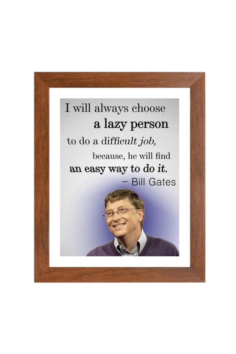 Bill Gates & Famous Quote Brown Frame, 14x18InchesInspirational Wall Art for Office, Home DecorIdeal Spiritual Gift