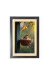 The cute bird in the round basket Black Photo Frame Funny Animal and Bird Cartoon Art