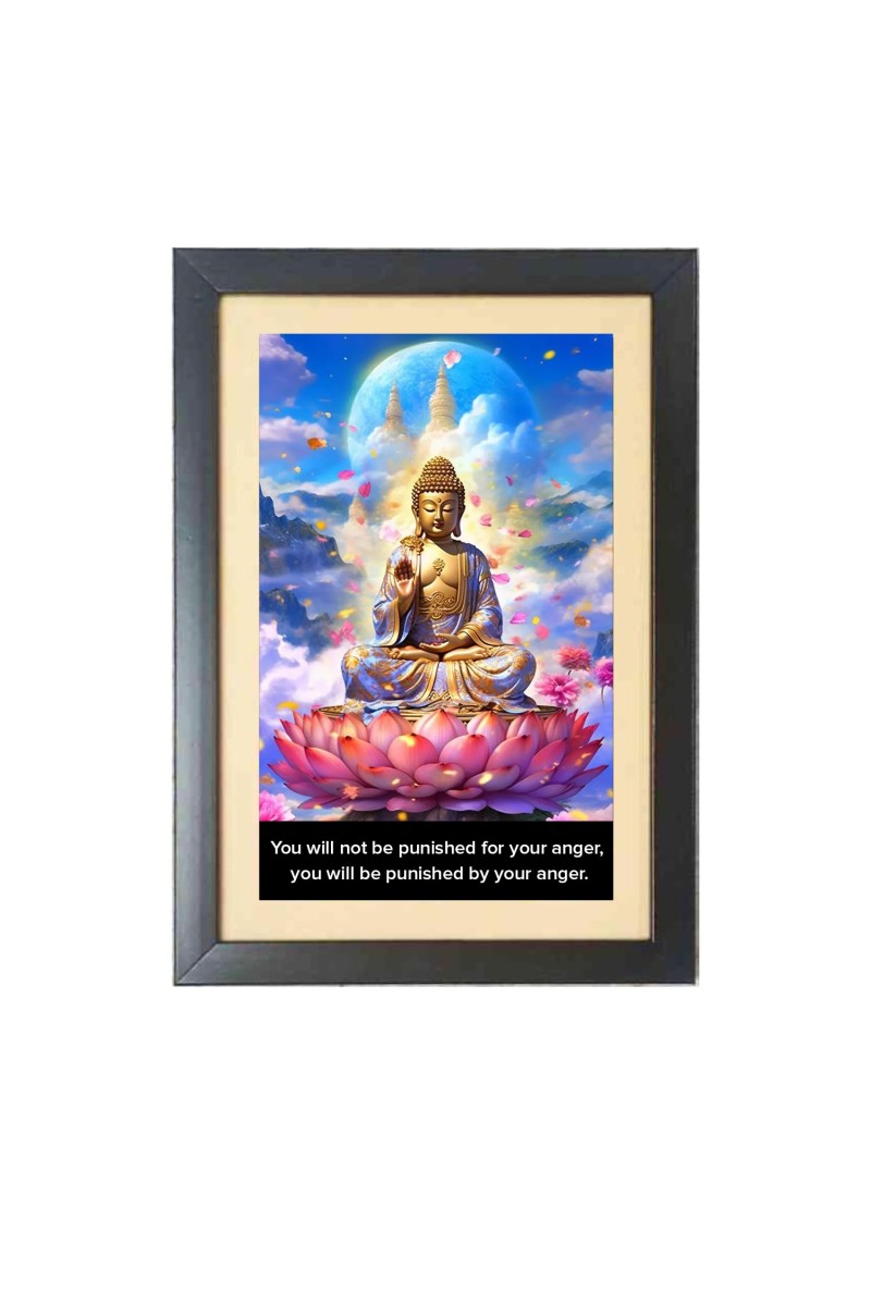 Buddha & His Famous Quote Photo Frame - Brown Frame, 11x15 Inches, Perfect for Office & Wall Decoration, Ideal Gift