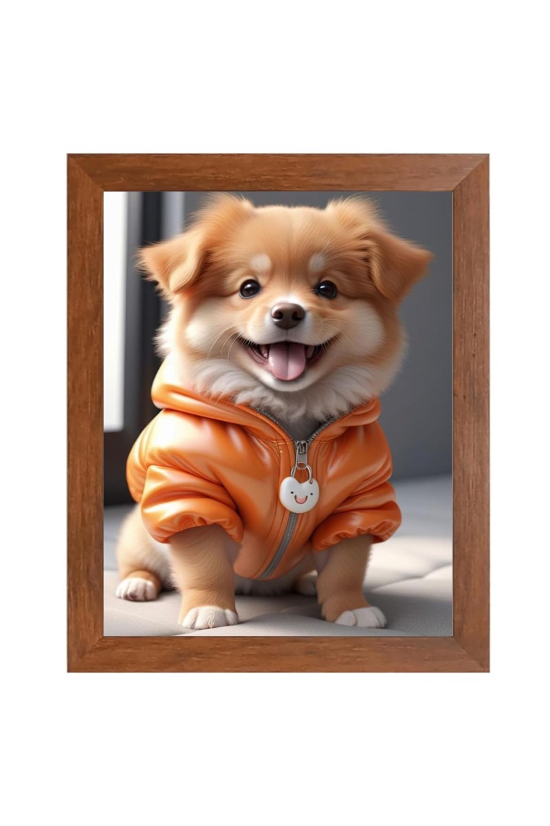 AI Funny Cute Dog Art Picture for Kids - 10x14 inches, Brown Color - Perfect Wall Decor for Children's Room