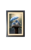 Love birds under umbrella Black Photo Frame Funny Animal and Bird Cartoon Art