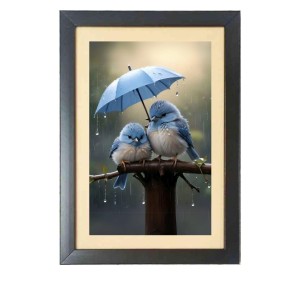 Love birds under umbrella Photo Frame Funny Animal and Bird Cartoon Art, Black color, 19x23 Inch Love birds under umbrella Photo Frame Funny Animal and Bird Cartoon Art, Black color, 19x23 Inch