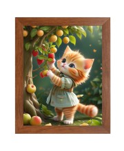 AI Funny Cute Kitty Cat Art Picture for Kids - 10x14 inches, Brown Color - Perfect Wall Decor for Children's Room