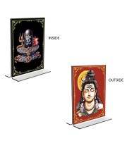 Lord Shiva Acrylic T-Style Photo Stand - 9x11 Inches, Compact and Stylish Spiritual Display, easily change 2 photos (Pack of 1)