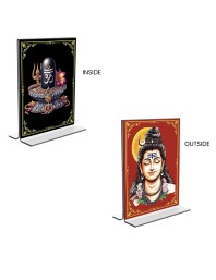 Lord Shiva Acrylic T-Style Photo Stand - 11x13 Inches, Compact and Stylish Spiritual Display, easily change 2 photos (Pack of 1)