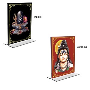 Lord Shiva Acrylic T-Style Photo Stand - 11x13 Inches, Compact and Stylish Spiritual Display, easily change 2 photos (Pack of 1)