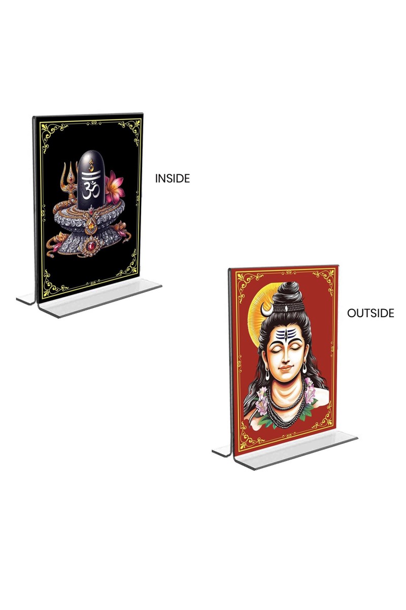 Lord Shiva Acrylic T-Style Photo Stand - 9x11 Inches, Compact and Stylish Spiritual Display, easily change 2 photos (Pack of 1)