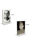 Netaji Subhas Chandra Bose Acrylic T-Style Photo Stand, Compact and Stylish Spiritual Display, easily change 2 photos (Pack of 1)