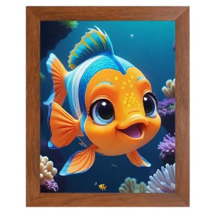 AI Funny Cute Fish Art Picture for Kids - 18x22 inches, Brown Color - Perfect Wall Decor for Children's Room AI Funny Cute Fish Art Picture for Kids - 18x22 inches, Brown Color - Perfect Wall Decor for Children's Room