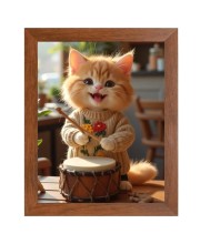 AI Funny Cute Cat Art Picture for Kids - 10x14 inches, Brown Color - Perfect Wall Decor for Children's Room