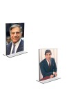 Car Desk/Table Top Sri Ratan Tata Acrylic T-Style Photo Stand - 2.5x3.5 Inches, Compact and Stylish Spiritual Display, easily change 2 photos (Pack of 1)