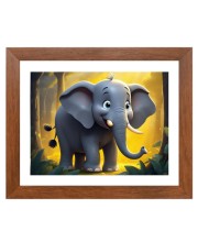 AI Funny Cute Elephant Art Picture for Kids - 10x14 inches, Brown Color - Perfect Wall Decor for Children's Room