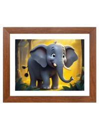 AI Funny Cute Elephant Art Picture for Kids - 10x14 inches, Brown Color - Perfect Wall Decor for Children's Room