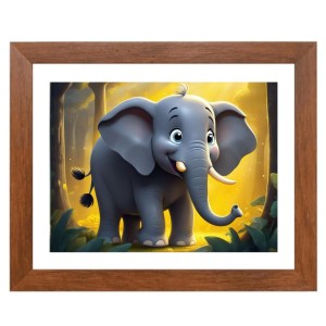 AI Funny Cute Elephant Art Picture for Kids - 16x20 inches, Brown Color - Perfect Wall Decor for Children's Room