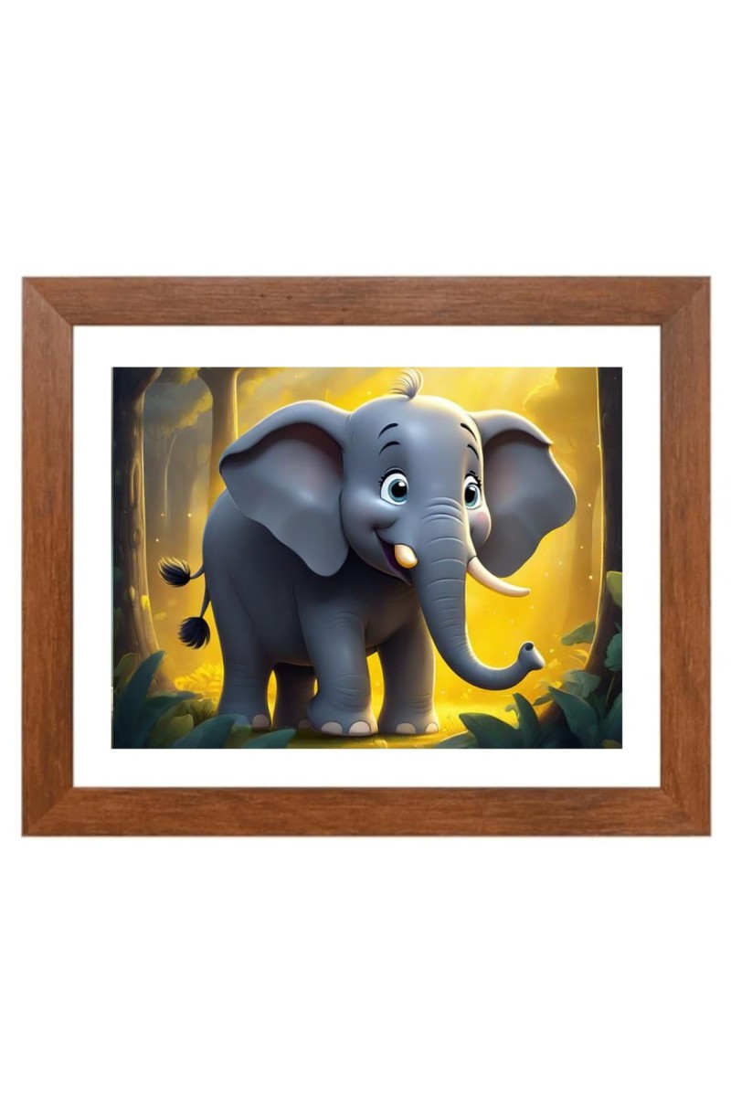 AI Funny Cute Elephant Art Picture for Kids - 14x18 inches, Brown Color - Perfect Wall Decor for Children's Room