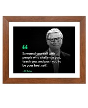 Bill Gates & Famous Quote Brown Frame, 12x16InchesInspirational Wall Art for Office, Home DecorIdeal Spiritual Gift