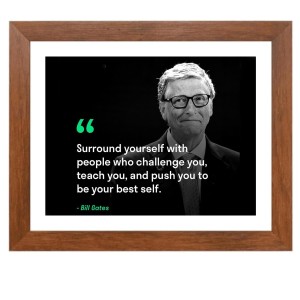 Bill Gates & His Famous Quote Photo Frame - Brown Frame, Perfect for Office & Wall Decoration, Ideal Gift