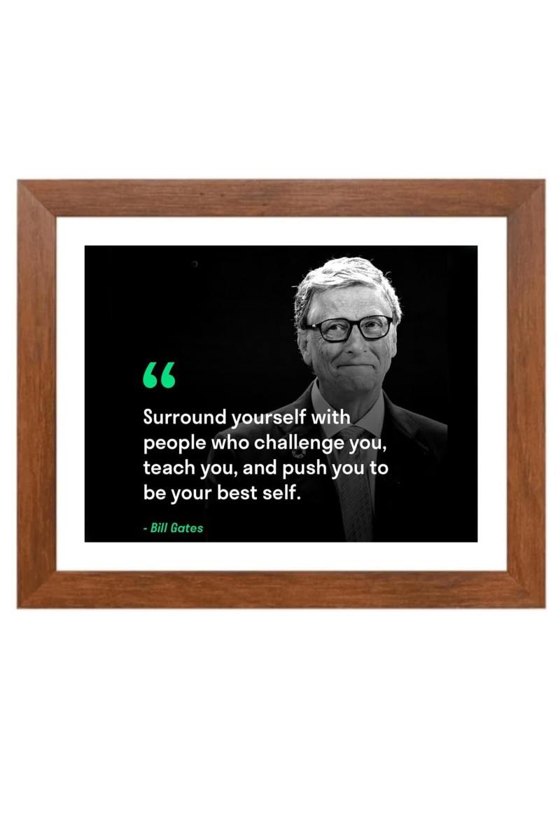 Bill Gates & Famous Quote Brown Frame, 12x16InchesInspirational Wall Art for Office, Home DecorIdeal Spiritual Gift