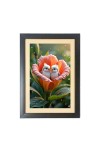 Two cute little birds inside the little flower Photo Frame Funny Animal and Bird Cartoon Art, Black color, 17x21 Inch