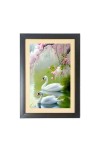 Two beautiful swans Black Photo Frame Funny Animal and Bird Cartoon Art