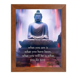 Buddha & Famous Quote Brown Frame, 10x14InchesInspirational Wall Art for Office, Home DecorIdeal Spiritual Gift