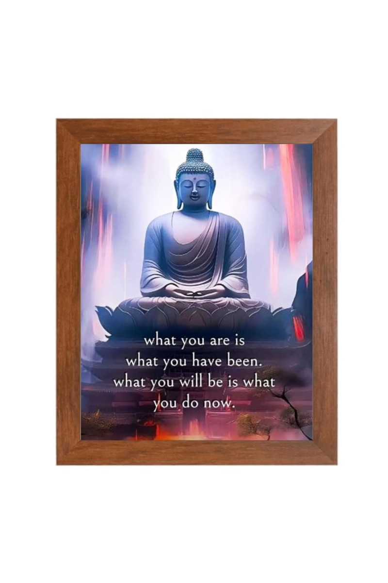 Buddha & Famous Quote Brown Frame, 12x16InchesInspirational Wall Art for Office, Home DecorIdeal Spiritual Gift