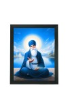 Hitech Sales Wahe Guru Polystyrene Photo Frame for Pooja Room, Temple Decor, Home Decoration and Gifting (Wall and Tabletop, Rectangular, Printed Photo, 7.12 x 9.12 inches Frame, Black)