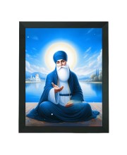 Hitech Sales Wahe Guru Polystyrene Photo Frame for Pooja Room, Temple Decor, Home Decoration and Gifting (Wall and Tabletop, Rectangular, Printed Photo, 7.12 x 9.12 inches Frame, Black)