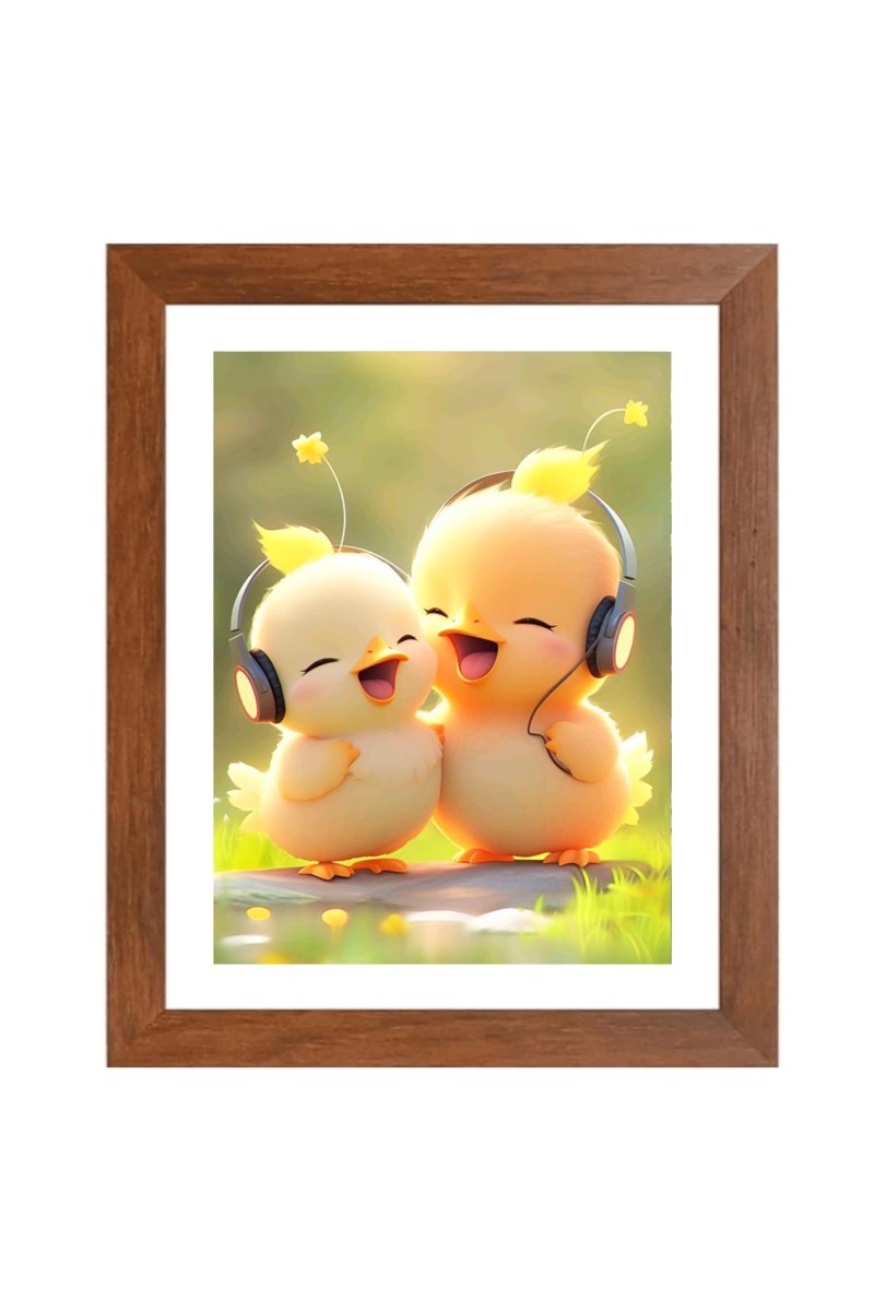 AI Funny Cute Duck Art Picture for Kids - 14x18 inches, Brown Color - Perfect Wall Decor for Children's Room