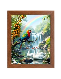 AI Funny Birds Art Picture for Kids - 18x22 inches, Brown Color - Perfect Wall Decor for Children's Room