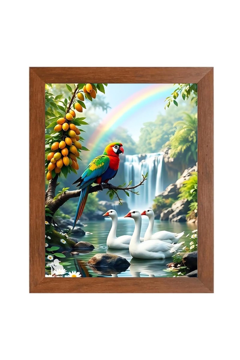 AI Funny Birds Art Picture for Kids - 12x16 inches, Brown Color - Perfect Wall Decor for Children's Room