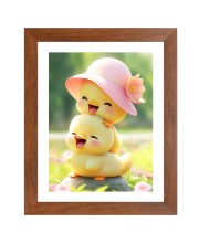 AI Funny Cute Duck Art Picture for Kids - 10x14 inches, Brown Color - Perfect Wall Decor for Children's Room