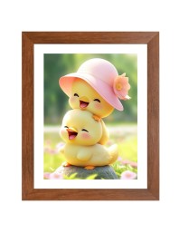 AI Funny Cute Duck Art Picture for Kids - 10x14 inches, Brown Color - Perfect Wall Decor for Children's Room