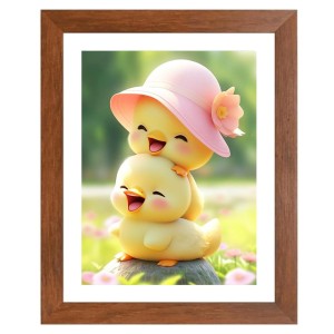 AI Funny Cute Duck Art Picture for Kids - 10x14 inches, Brown Color - Perfect Wall Decor for Children's Room