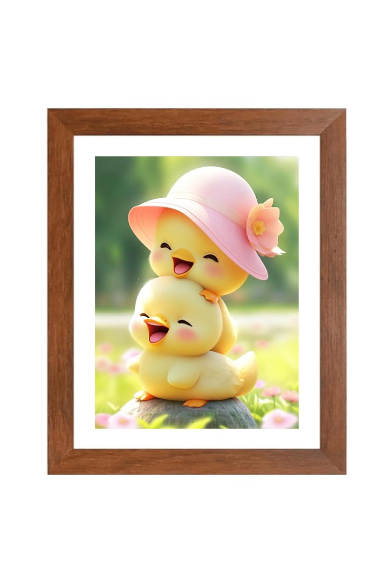 AI Funny Cute Duck Art Picture for Kids - 12x16 inches, Brown Color - Perfect Wall Decor for Children's Room