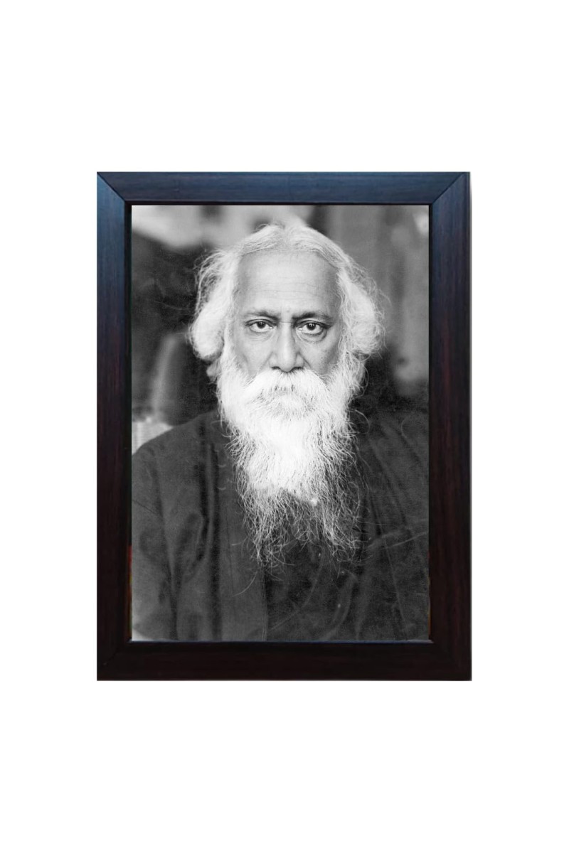 Hitech Rabindranath Tagore B&W Framed Laminated photo frame for table, Study & living room, gifts (Pvc Frame and Front face - Glass, 8 x 6 inch)